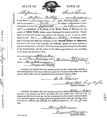 Cathay Williams - Enlistment Paperwork